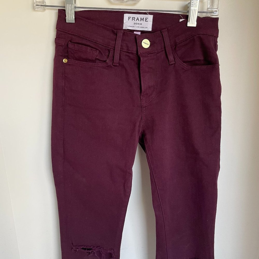 Frame Denim Le Skinny Jeanne Burgundy Size 24